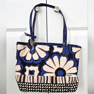 Navy Blue Floral Coach Handbag